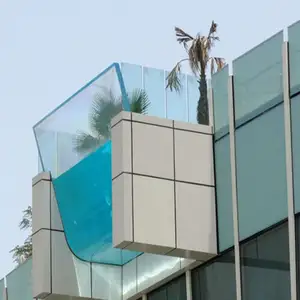 아크릴 패널 맞춤형 컷 및 몰드 유리 수영장이있는 지상 수영장 위
