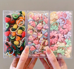 30 шт./упак. Детские высокоэластичные резинки для волос, милые, симпатичные, из смолы, в форме фруктов, для девочек, аксессуары для волос - Product Image 3