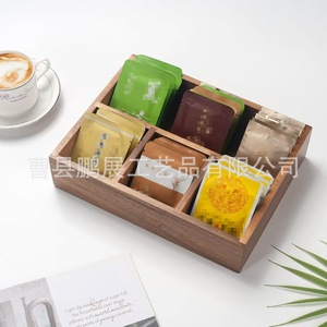 Wooden Coffee Bag Organizer <b>Rectangle</b> Solid Wood Storage Box For Desktop Use - Product Image 1