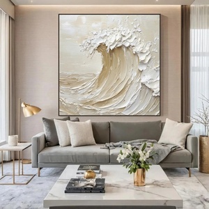 Grande peinture abstraite de plage, art mural côtier tactile, peinture murale originale pour la maison et la galerie - Product Image 4