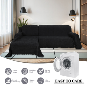 Funda de Sofá Reclinable de Chenilla con Borlas Negras, Impermeable, Elástica, Lavable, Moderna, de Color Sólido, Apta para Niños - Product Image 5
