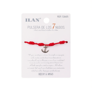 Braccialetto Ilan con 7 Nodi, Cordoncino Rosso e Ciondolo Ancora, Colore Argento e Oro, Gioielli Artigianali per Matrimonio - Product Image 1
