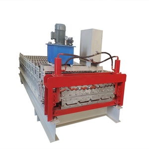 เครื่องขึ้นรูปลอนหลังคาอะลูมิเนียมเคลือบสังกะสีแบบสองชั้น ผู้ผลิตเครื่องขึ้นรูปลอนหลังคาแบบม้วน และเครื่องขึ้นรูปลอนกระเบื้องหลังคาแบบสองชั้น - Product Image 2