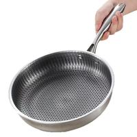 Wajan Goreng Anti Lengket Profesional Berbahan Stainless Steel Model Sarang Lebah dengan Gagang Baja Kuat