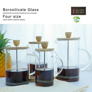 Sifón Manual de vidrio grueso y duradero para el hogar, prensa francesa para café, té y cafetera