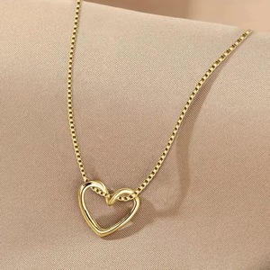 Heart Shaped <b>Titanium</b> Steel <b>Necklace</b> 18K Gold Plated Clavicle Chain Gift For Women Fashion Jewelry - Product Image 1