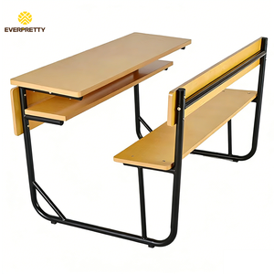 Conjunto de Mesa y Silla Doble de Madera para Proyectos Escolares, Conjunto Escolar Ergonómico, Silla de Estudio, Escritorio y Banco para Universidad - Product Image 1
