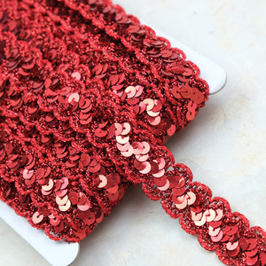 ริบบิ้นลูกปัดรูปตัว S ประดับเลื่อมหลากสีขนาด 2.3 ซม. สำหรับชุดการแสดงเต้นรำแบบดั้งเดิม ตกแต่งอย่างหรูหรา - Product Image 5