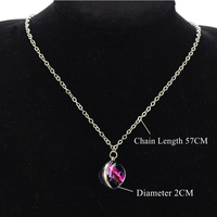 Collier Galaxie, pendentif planète spatiale, bijoux univers, système solaire, nébuleuse, boule de verre, collier lumineux