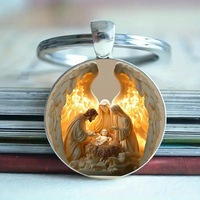 Pendentif religieux en métal, petit cadeau, impression UV, thème catholique, Notre-Dame de Jésus, porte-clés