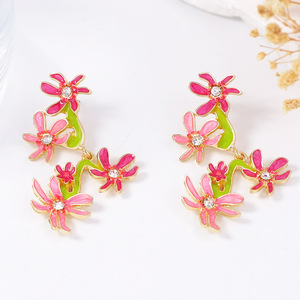 ต่างหูเพชรเซอร์คอนสีตัดกันสำหรับผู้หญิงทำจากน้ำมันผสมแบบหยดขนาดเล็ก - Product Image 5