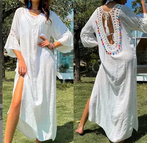 NEW STOCK Baby Doll Dress Beach Cover Ups Long 3/4Sleeve Loose Tunic Oversized