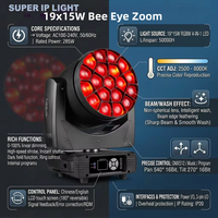 Projecteur motorisé 285W RGBW 4-en-1 Effet Œil d'Abeille, 19 LED, Équipement d'éclairage de scène pour Discothèque et KTV, Lumières LED RGB à tête mobile