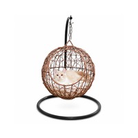 Lit pour chat en rotin tressé PE, tapis rafraîchissant d'été, hamac convertible, amovible et lavable, style villa semi-fermé, maison d'arbre pour chat