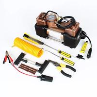 Compresseur d'air portable pour voiture à double cylindre haute performance, pompe à pneus numérique automatique, kit d'outils de gonflage de pneus noir 12V universel