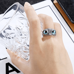 Anello Regolabile in Lega di Ottone con Occhi di Gufo Argentati per Uomo e Donna - Product Image 6