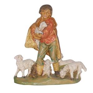 Pastor con ovejas MOD. LUX EN PVC COLOR MADERA H 10CM - Product Image 1