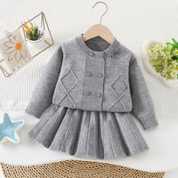 Ensemble jupe et pull pour filles, automne-hiver, nouveau modèle, ensemble tricoté à double boutonnage, style coréen, robe élégante et simple pour petite fille, robe de princesse