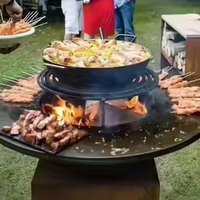 Barbecue de jardin à bois en acier Corten, revêtement noir en poudre, foyer extérieur