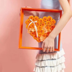 Scatola regalo di san valentino rosa fiori secchi trasparente in acrilico con finestra rosa a forma di cuore scatola regalo fiori decorativi - Product Image 2