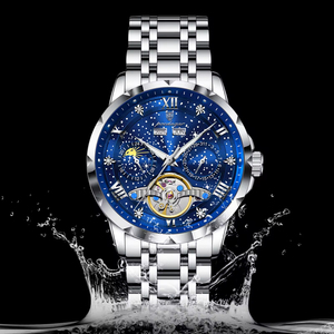 Reloj Mecánico Clásico Poedagar 1420 para Hombre, Resistente al Agua, Luminoso, Correa de Acero Inoxidable, Fecha Automática, Movimiento Automático - Product Image 2
