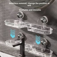 Étagère murale en plastique à ventouse pour robinet et lavabo, sans perçage, pour toilettes, lavabo et miroir