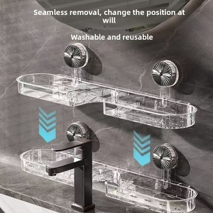 Étagère murale en plastique à ventouse <span class=keywords><strong>pour</strong></span> robinet et lavabo, sans perçage, <span class=keywords><strong>pour</strong></span> toilettes, lavabo et miroir - Product Image 3