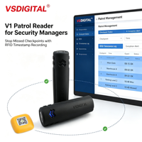 Système de patrouille V1 Guard Tour : Lecteur pour responsables de sécurité, étanche, enregistrement RFID avec gestion des données cloud