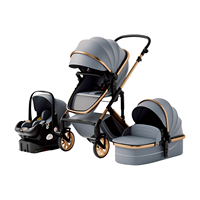 Poussette de luxe haute performance 2-en-1 bidirectionnelle avec amortisseurs, convertible assis-debout, pliable, pour nouveau-né