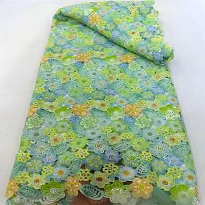 Tissu en dentelle nigérian de haute qualité pour la confection de robes de soirée, technologie française de guipure, bon prix - Product Image 3