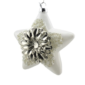 Suministro de fábrica, venta al por mayor, colgante blanco soplado, estrella de cristal de Navidad - Product Image 1
