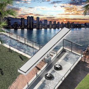 AISI 304 モダンホテル用リニアシャワードレインストレーナー ブラック 2-in-1 タイルインサートパネル 調整可能な脚 軽量 長方形 - Product Image 3