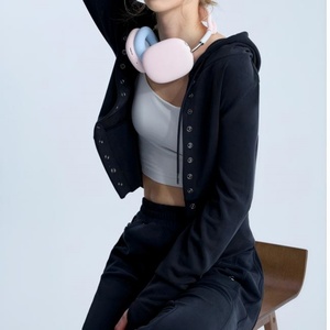 Sudadera con Capucha Corta de Yoga para Mujer, con Cordón Ajustable, Suave, con Botones y Logotipo Personalizado al por Mayor - Product Image 3