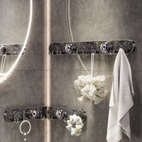 Porte-serviettes mural moderne à ventouse d'angle pliable en PET à trois rangées pour salle de bain, cuisine, toilettes