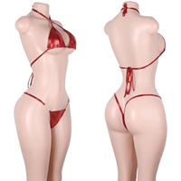 Ensemble de lingerie deux pièces métallique découpé avec logo personnalisé, string, pour la danse exotique, costumes de scène de boîte de nuit, vêtements de club