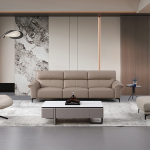 Canapé-lit inclinable trois places en cuir pleine fleur de qualité supérieure avec structure en bois massif pour espaces de vie urbains, villas et bureaux d'entreprise - Product Image 1