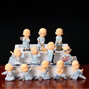 Resin Little Monk Sculpture Set Artistic Home Decoration <b>Desk</b> Gift - Product Image 2