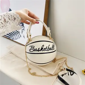 2021 Hot Women Fashion Round Lady Cross body Shoulder Bag Chic Chain Handbag Trendy Basketball Shape Purse Bag