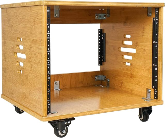 Customized Solid Carbonized Bamboo Studio Rack Casters for Recording Room with Rubber Feet
