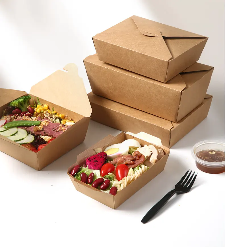 Wegwerp Koeienhuid Wit Karton Burger Box Alle Soorten Snacks Gebakken Kip Verpakking Westerse Voedsel Taart Verpakking