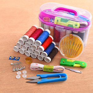 Kit de costura Guo Lin, juego de 10 piezas, mini herramientas portátiles con hilo, aguja, cinta métrica y tijeras para costura a mano y a máquina. - Product Image 1