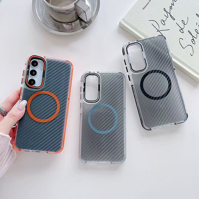Camera Frame Kickstand Magnetic Phone Case for Samsung S26 ultra Carbon Fiber Pattern Phone case S25 S24 ultra Foldable Bracket