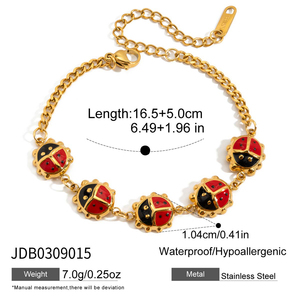 <span class=keywords><strong>Bracciale</strong></span> con Charm a Forma di <span class=keywords><strong>Coccinella</strong></span> J&D, Placcato in Oro 18K, Acciaio Inossidabile, Tema Giardino, <span class=keywords><strong>Bracciale</strong></span> Delicato per Donne - Product Image 6