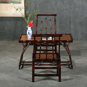 Chinese Style Lacquered Bamboo Tea Table And Chair Set Handmade Living Room Furniture Rectangular Small Desk For Home Use - Product Image 2