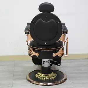 Luxury Black Leather Barber Shop Chairs Professional New Luxury Antique Man Barber Chair Can Rotate 360 Degrees Chair