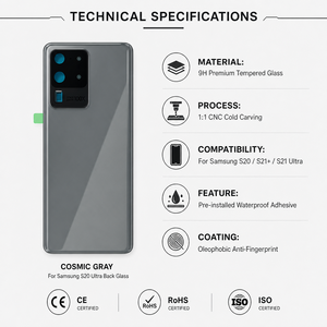 Cache-batterie et panneau arrière en verre pour Samsung Galaxy S20 S20Plus S20Ultra – Remplacement de la coque arrière en verre – Prix de gros en vrac - Product Image 3
