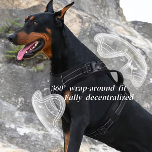 Harnais pour chien de grande taille, tactique, anti-rupture, sangle de poitrine avec nylon réfléchissant et matériau en fibre, fournitures pour animaux de compagnie - Product Image 3