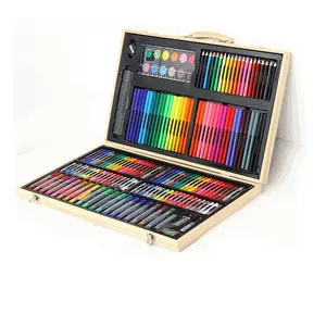 Set de papeterie Set de crayons Set de dessin dans une boîte en bois pour enfants avec logo personnalisé