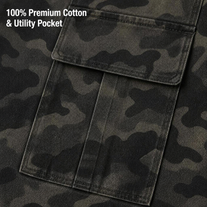 Shorts cargo pour homme Camo-Utility, 100% coton, taille haute, plusieurs poches, style vêtements de travail, vêtements d'été, tailles S-XL - Product Image 3
