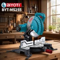 Scie à onglet électrique industrielle BIYOTI BYT-MS255 en acier pour la coupe d'angles de bois, lame de 255 mm, électrique avec cordon